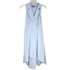 Marled Women's Powder Blue Striped Sleeveless Dress High Low Hem Tie Back Size M